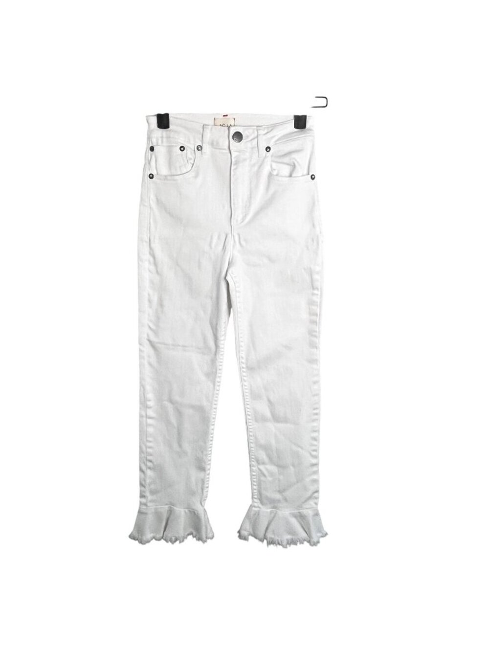 AO.LA Jeans Womens 24 White Zoe Ruffled Hem Flare Cropped Denim Stretch